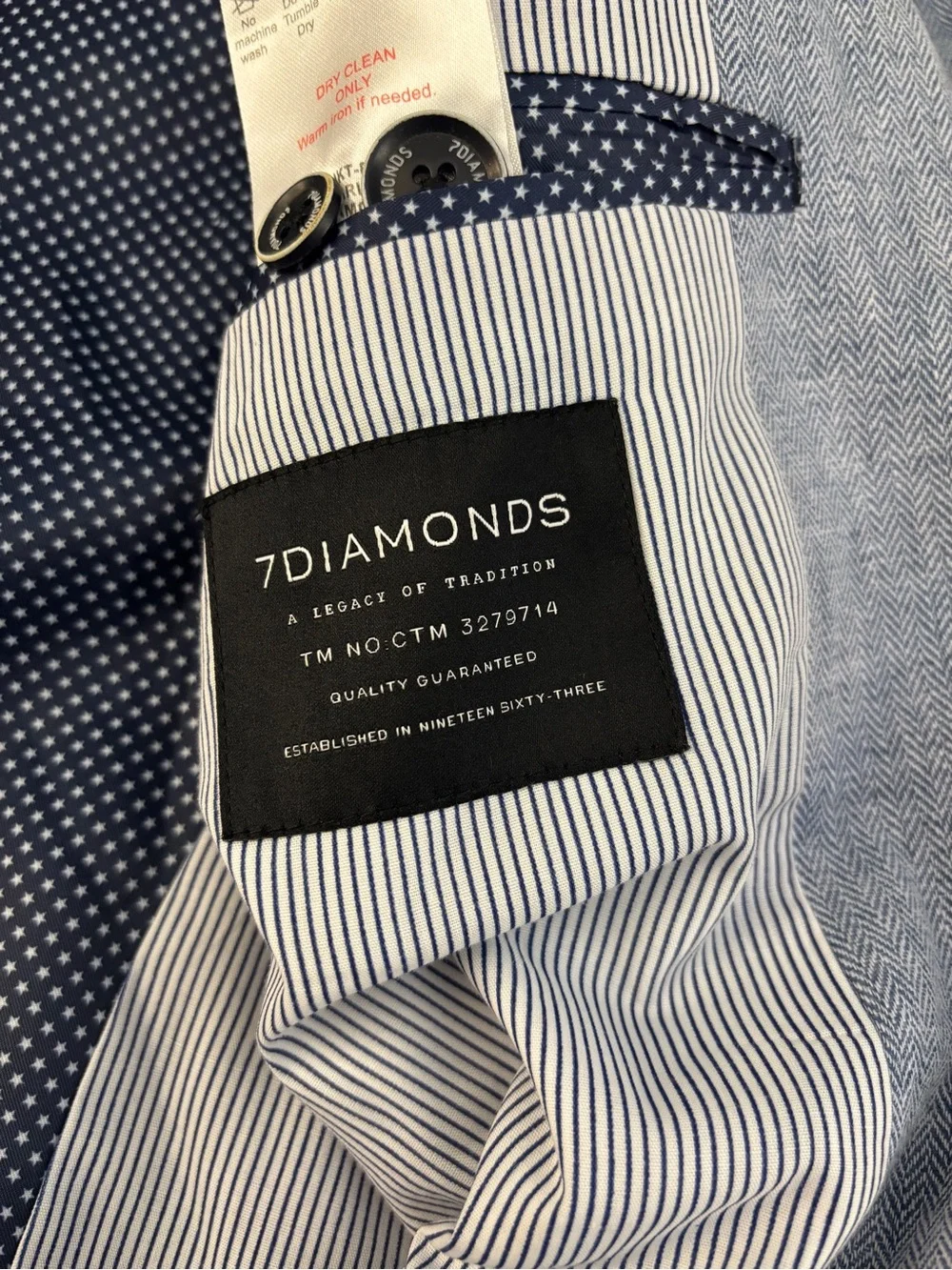 7 Diamonds Herringbone Two Button Blazer Sport Coat Light Blue Men’s